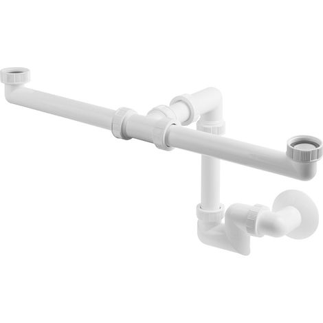 Siphon pour lavabo double 5/4", DN40, blanc (1/2)