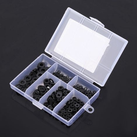 500-teiliges Sortiment an M2-M6 Nylon-Flachscheiben, Dichtungen, Unterlegscheiben mit Box (Schwarz) (1/5)