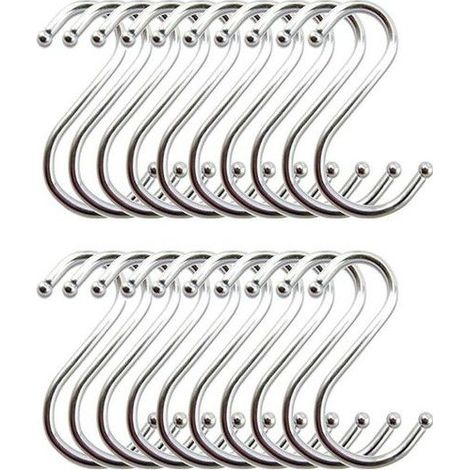 Crochet S Acier Inoxydable, Crochet Cuisine Crochets en Forme de S Suspension Accroche Ustensiles de Cuisine(Lot de 20) (1/5)