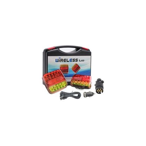 Plaque de feux arrière sans fil magnétique 12V 24V – Feux LED rechargeables étanches – Installation rapide sans câbles – Pour remorques et camping-cars