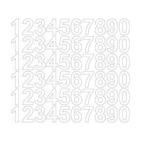 Adesivi numerici autoadesivi da 3 cm, bianchi lucidi (1/2)