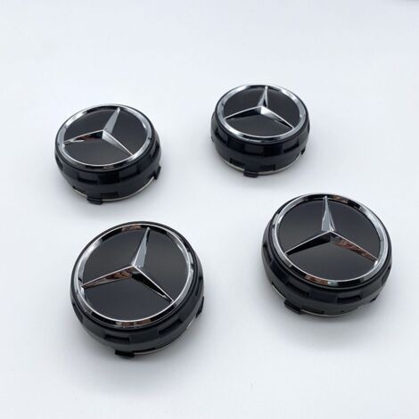 75-mm-Radkappe, kompatibel mit Mercedes AMG, Felgennabenkappe, ABS-Radnabenkappe für Mercedes-Felgen, Autoradzubehör, 4er-Set – Schwarz (1/2)