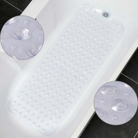 Slip Bath Mat 30% Extra Long Bath Mat Bathtub Mat Shower Mat with 200 Suction Cups,40.5 x 101cm/16 x 40 in (Transparent Green) (1/5)