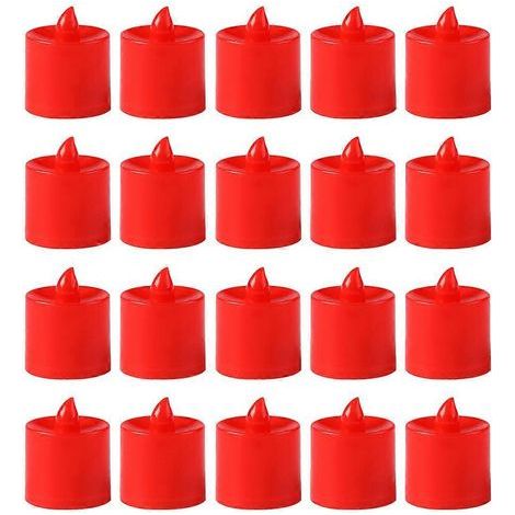 Lot de 20 bougies LED sans flamme décoratives de style bouddhiste-4.50X3.80X3.80CM-Red (1/3)
