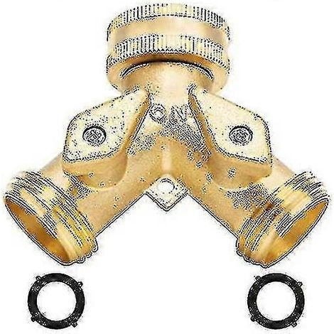 Collecteur en laiton, raccord en Y pour robinet de jardin 3/4", double raccord de tuyau 2 voies (1/4)