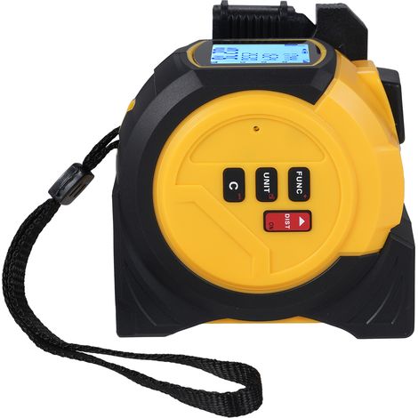 Mètre ruban laser 3 en 1 télémètre laser 5M avec mesure Pythagore, surface, volume, conversion M/ft/in, jaune 5m+60m (1/5)