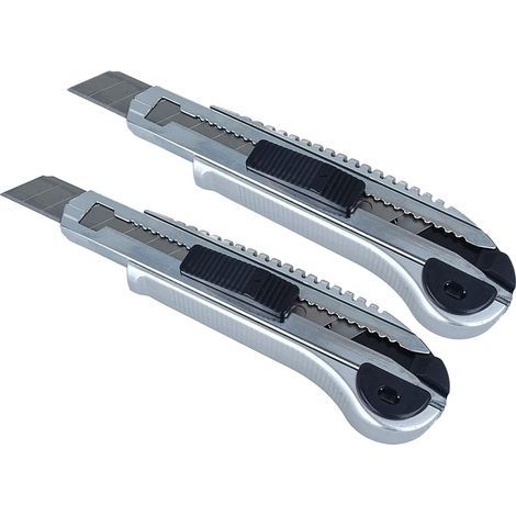 Kit de 2 cutters professionnels, cutter avec recharge de lame automatique, 2 cutters avec 10 lames de rechange de 18 mm (1/5)