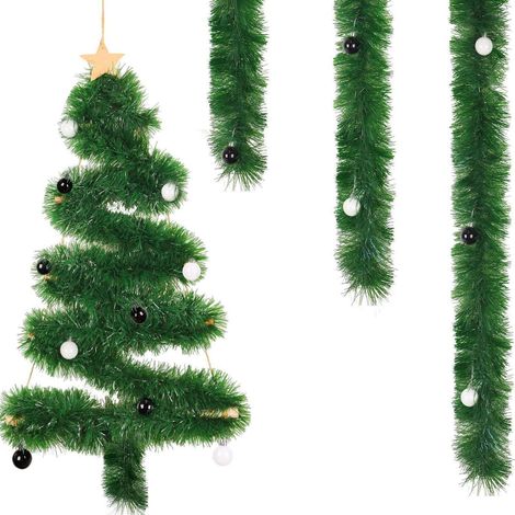 Weihnachtsgirlande 8m mit Kugeln Ø 13cm, künstliche Tannengirlande für Deko