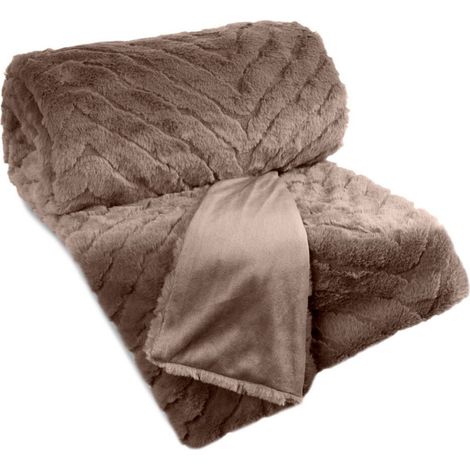 Couverture en fausse fourrure Kate beige foncé 150x200 cm (1/5)