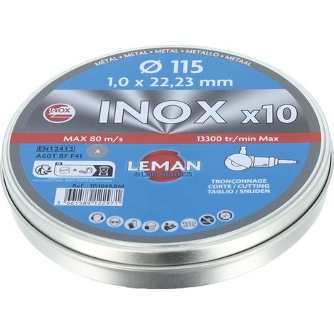 DISQUE TRONCON. INOX D115X1.0X22.23 F41 BOITE 10 - 1151049.BM - LEMAN