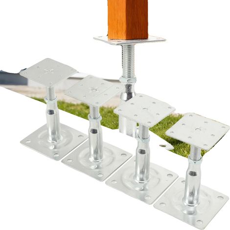 Supporto per palo, ferro zincato, altezza regolabile, 75 x 95 mm (1/5)