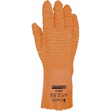 G16800/10 GUANTE LATEX RUGOSO S/SOPORTE DE ALGUANTE IMPERMEABLE COLOR NARANJA APTO USO ALIMENTAR - JUBA