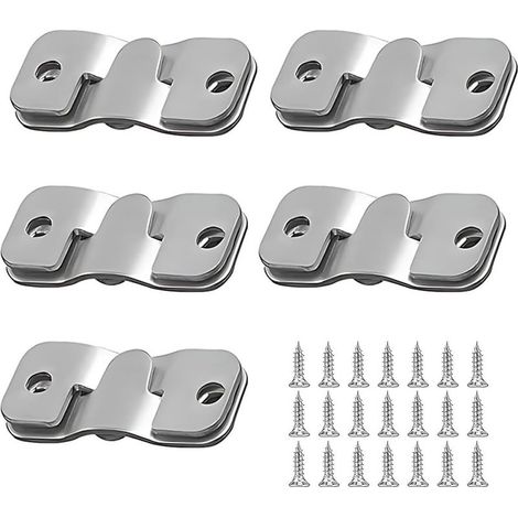 Lot de 10 supports de fixation encastrés pour tête de lit et miroir mural en acier inoxydable Support de Montage Dissimulé Embarqué Interverrouillage Pendaison Boucle Quincaillerie Murale en Acier (1/5)