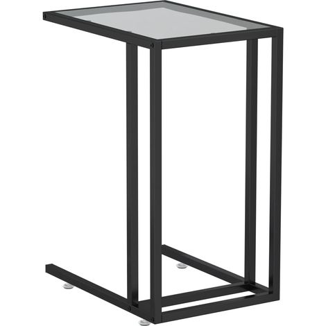 Table d'appoint pour ordinateur Noir 50x35x65 Verre trempé (1/5)