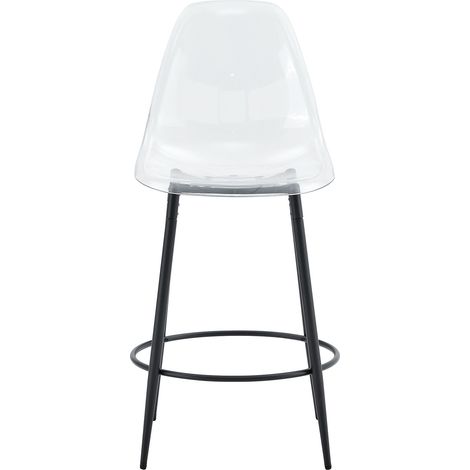 Conjunto de bar 89 cm con mesa de cristal y 2 taburetes transparentes (1/5)
