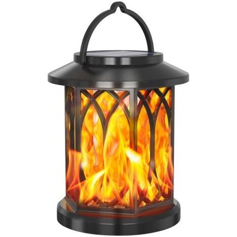 Solarbetriebene LED-Gartenlaterne mit Flammeneffekt, realistische Flammenoptik, wasserdicht (IP65), 1 Stück (1/5)