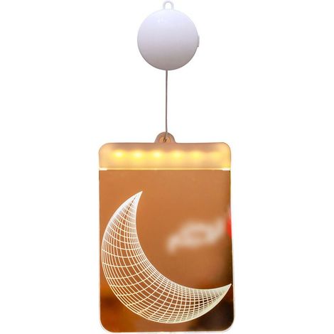 Suspension horizontale en forme de lune (blanc chaud), guirlande lumineuse LED décorative pour l'Aïd el-Fitr, éclairage d'ambiance étoiles et lune, guirlande lumineuse pour les fêtes du Moyen-Orient (1/2)