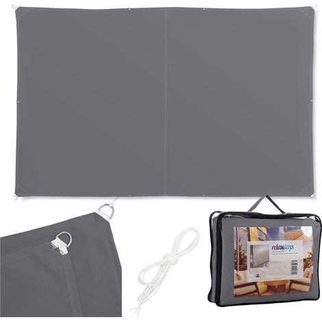 Voile d'ombrage Relaxdays, polyester hydrofuge, à œillets avec cordes, pare-soleil, tailles & couleurs