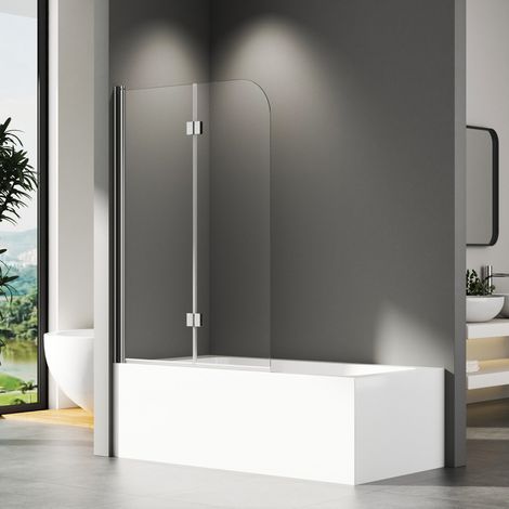 100x120 cm Duschwand für Badewanne Badewannenaufsatz 2-teilig Duschtrennwand für Badewanne Duschwand Badewanne Faltwand Duschabtrennung Badewanne aus 6mm ESG Glas (1/5)