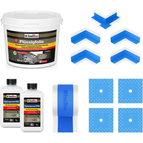 Dichtset Dusche Flüssigfolie 9,5 kg Abdichtset Dichtband Bad Set Duschelement (1/5)