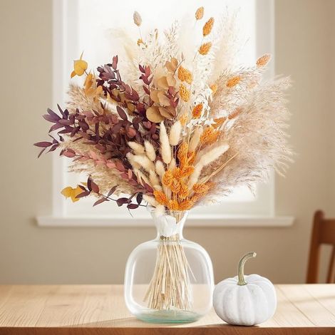 64 Pièces Décoration intérieure automnale, Herbes de la Pampa, Fleurs séchées bohèmes, Fleurs de Roseau, séchées pour la Salle à Manger, Le Salon, Les Mariages, Les fêtes bohèmes (1/5)