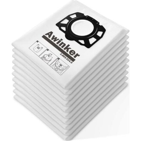 12 sacs d'aspirateur KFI 357 pour Kärcher KWD1, KWD2, KWD3,WD2 Plus, WD3,SE 4001, SE 4002,SE 4, SE 4 Plus Aspirateur, 2.863-314.0 (1/5)
