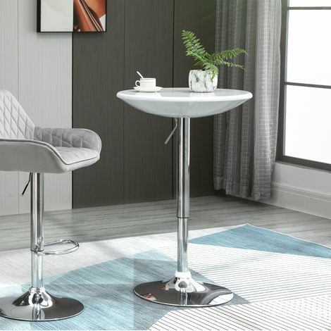MEUBLIV Table de bar ronde 61 cm blanche – hauteur réglable, montage requis (1/5)
