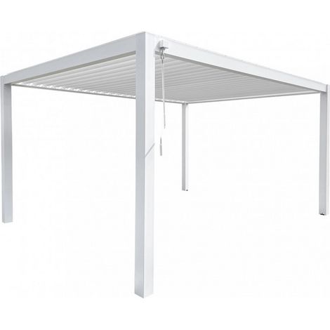 PERGOLA BIOCLIMATICA 3X4 H240 ALLUMINIOBIANCO CON DOPPIA LAMELLA ORIENTABILE (1/3)
