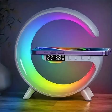 Kabelloser Lautsprecher mit Schnellladefunktion, rhythmischer RGB-Beleuchtung, smarter Barlampe, Sonnenaufgangssimulator-Wecker und Wecklicht fürs Schlafzimmer