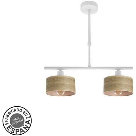 FABRILAMP Gilda Lampe 2xe14 Weiß/Klar Holz Regx43x14 Cm