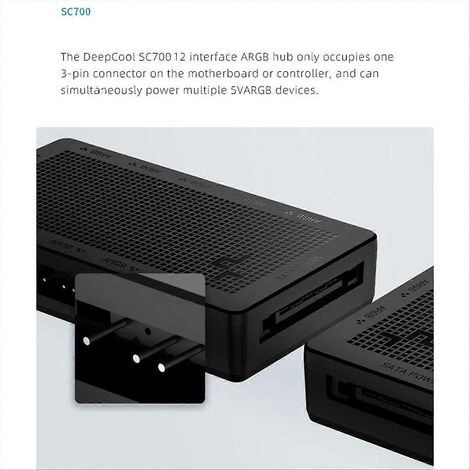 SC700 A-RGB Lüfter-Hub, 12 Anschlüsse, für 5V 3-Pin SATA-Stromversorgung (1/5)