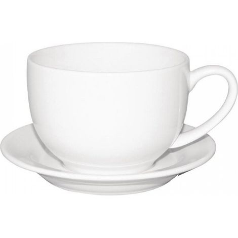 Lot de 12 tasses à cappuccino 340 ml, en porcelaine blanche