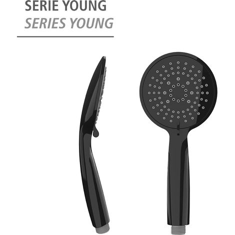 CABEZAL DE DUCHA YOUNG 11cm, NEGRO 23941100 WENKO (1/5)