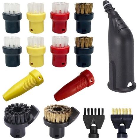 Juego de 15 accesorios para limpiadores a vapor Karcher Easyfix SC1 SC2 SC3 SC4 SC5: kit de cepillo redondo, boquilla, caño, repuestos.