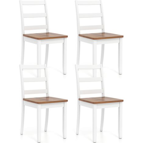 Lot de 4 Chaises de Salle à Manger en Bois avec Pieds en Bois de Caoutchouc, Dossier Courbé Haut, Chaises de Cuisine sans Accoudoirs, Charge 180 KG (1/5)