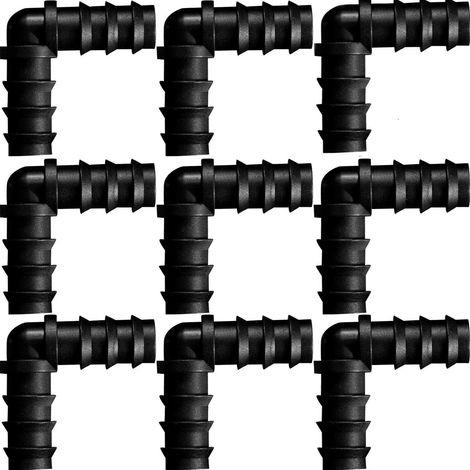 9 pièces de raccord coudé pour tuyau d'irrigation goutte à goutte de 1/2 pouce (16 mm) (1/5)
