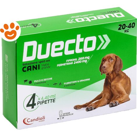 Candioli Dog Duecto Spot-On (20-40kg) - Confezione 4 Pipette - Antiparassitari CANE