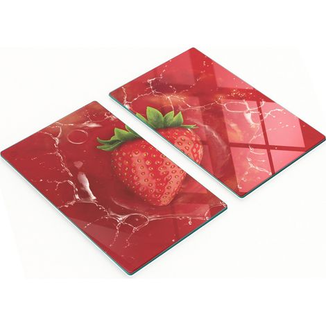 Planches décoratives multifonctionnelles en verre pour la cuisine, motif fraise, 2 x 30 x 52 cm (1/5)