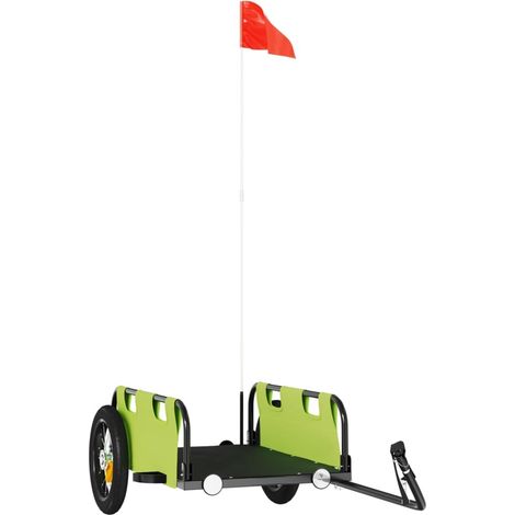 Remorque Vélo 126 cm Vert pour Marchandises à fixer à un vélo. (1/5)