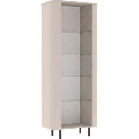 Vitrine 1 porte finition laqué beige design coins arrondis pieds métal noir - LYNA (1/5)