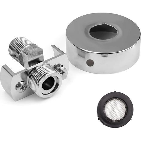 Duscharmatur-Adapter, silber, mit dekorativer Abdeckung, versetzter Anschluss, für Küche, Dusche.