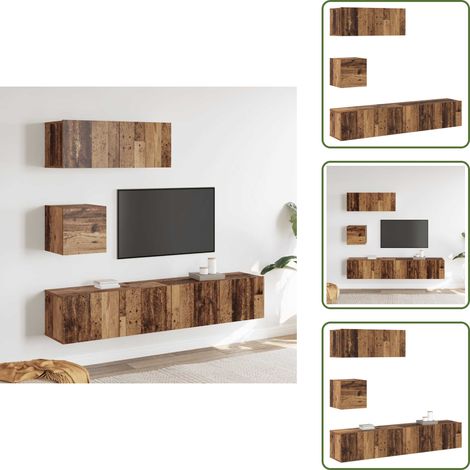 Ensemble de meuble TV mural 4 pcs vieux bois bois d'ingénierie - Ensemble De Meubles TV - Ensembles De Meubles TV - Meuble TV - Meuble Hifi (1/5)