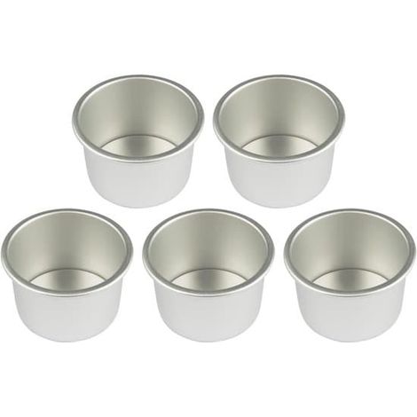 Ensemble de 5 moules à mini-cheesecakes ronds en aluminium de 5 cm de diamètre avec fond amovible (1/5)