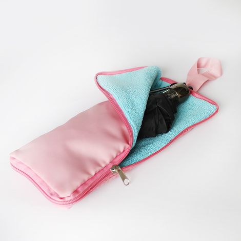 1 pièce Sac à parapluie, Sac de rangement portable en microfibre pour parapluie, anti-éclaboussures, absorbant l'humidité, Housse de parapluie pour voiture à suspendre, Sac à fermeture étanche, Rose (1/5)