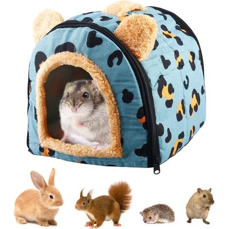 Niche douillette en polaire pour petits animaux avec coussin amovible ,Pour cochons d'Inde,Pour chatons,cochons d'Inde,lapins,Bleu (1/4)