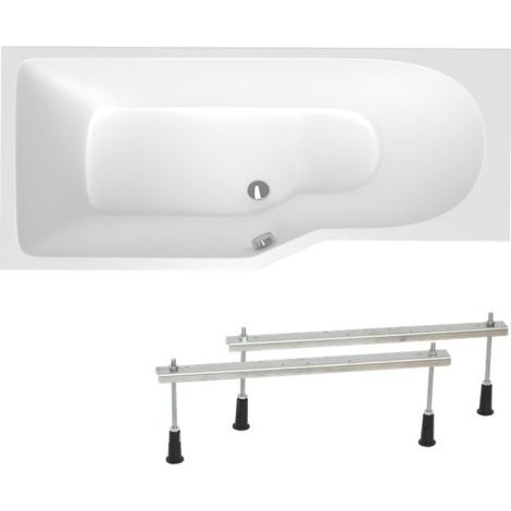 Siko 160x80 cm Laguna Beata Plus miscelatore asimmetrico per vasca/doccia con piedini, acrilico, a sinistra, bianco (BE1600LPLUS-SET)