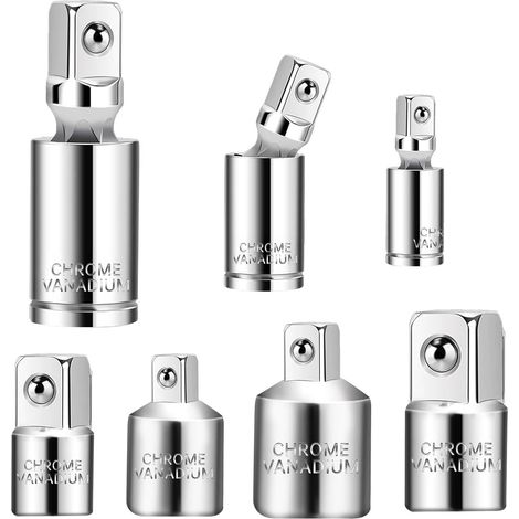 7 Piece Socket Adapter and Universal Joint Set 6.3 mm 10 mm 12.5 mm Ratchet Adapter Set Between 1/2.3/8 1/4 Socket Spanner for Ratchets for Sockets Nut Ratchets (1/5)