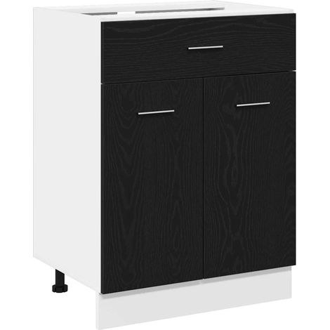 Armario moderno de pared con cajón y espacio de almacenamiento 60 x 46 x 81 cm fabricado en madera de roble negro 020051965 (1/5)
