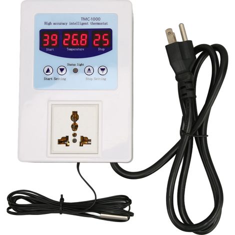 Thermostat numérique LED étanche pour aquarium, contrôle chauffage/refroidissement, prise US 110-240V, brancher et utiliser, élevage poissons (1/5)