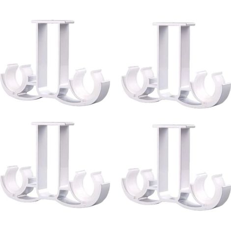 Lot de 4 supports de tringle à rideaux en aluminium, fixation murale double au plafond, en alliage, pour salle de bain et salon (blanc) (1/4)